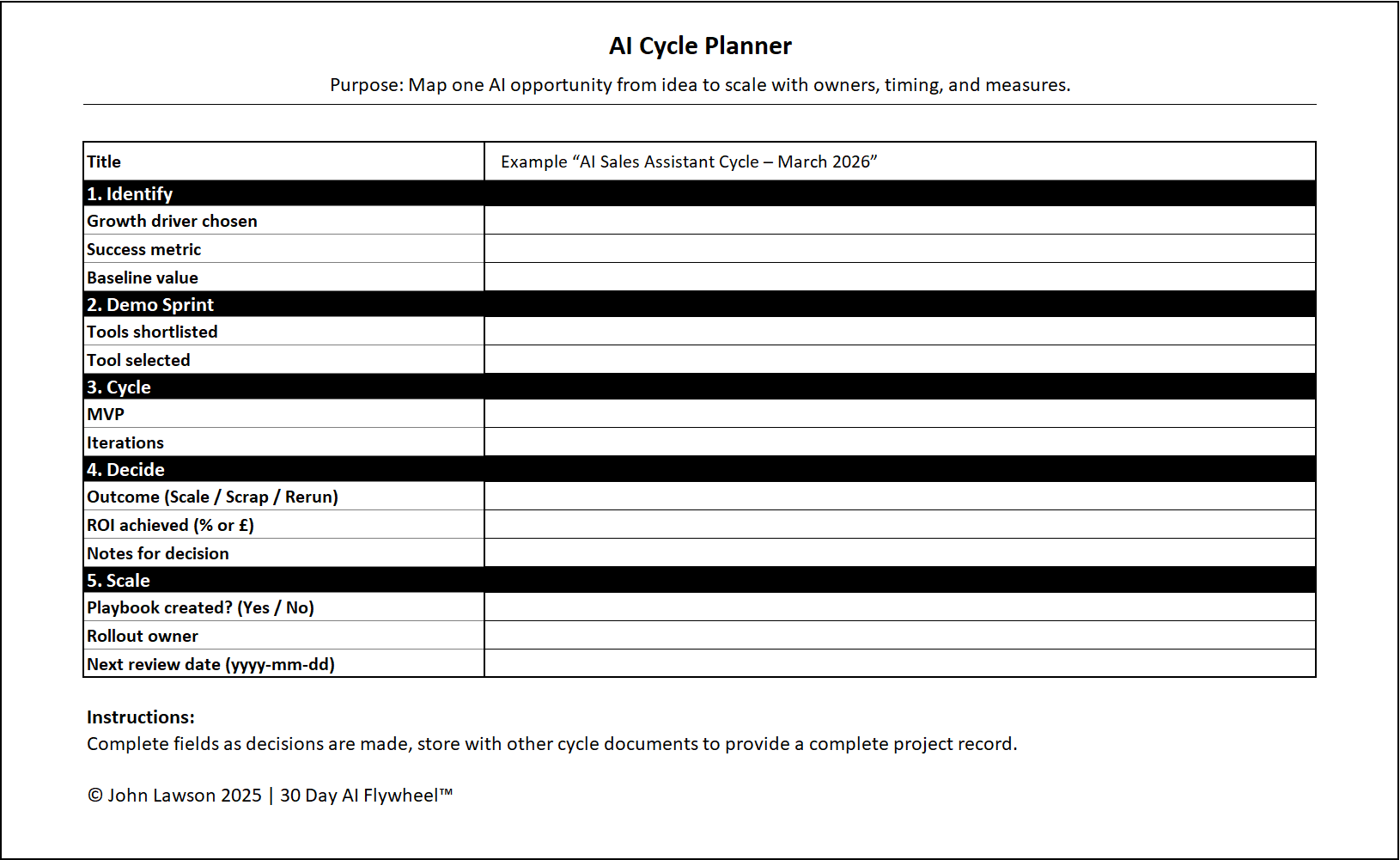 AI Cycle Planner Template Preview